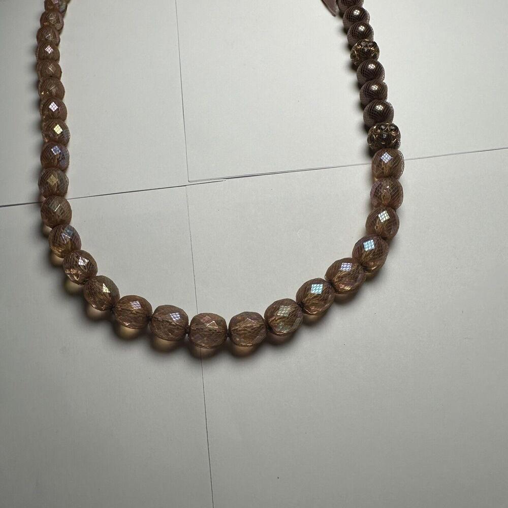 Ann Taylor LOFT Long Beaded Ribbon Necklace Pink & Brown NWT $34.50 - Picture 8 of 9